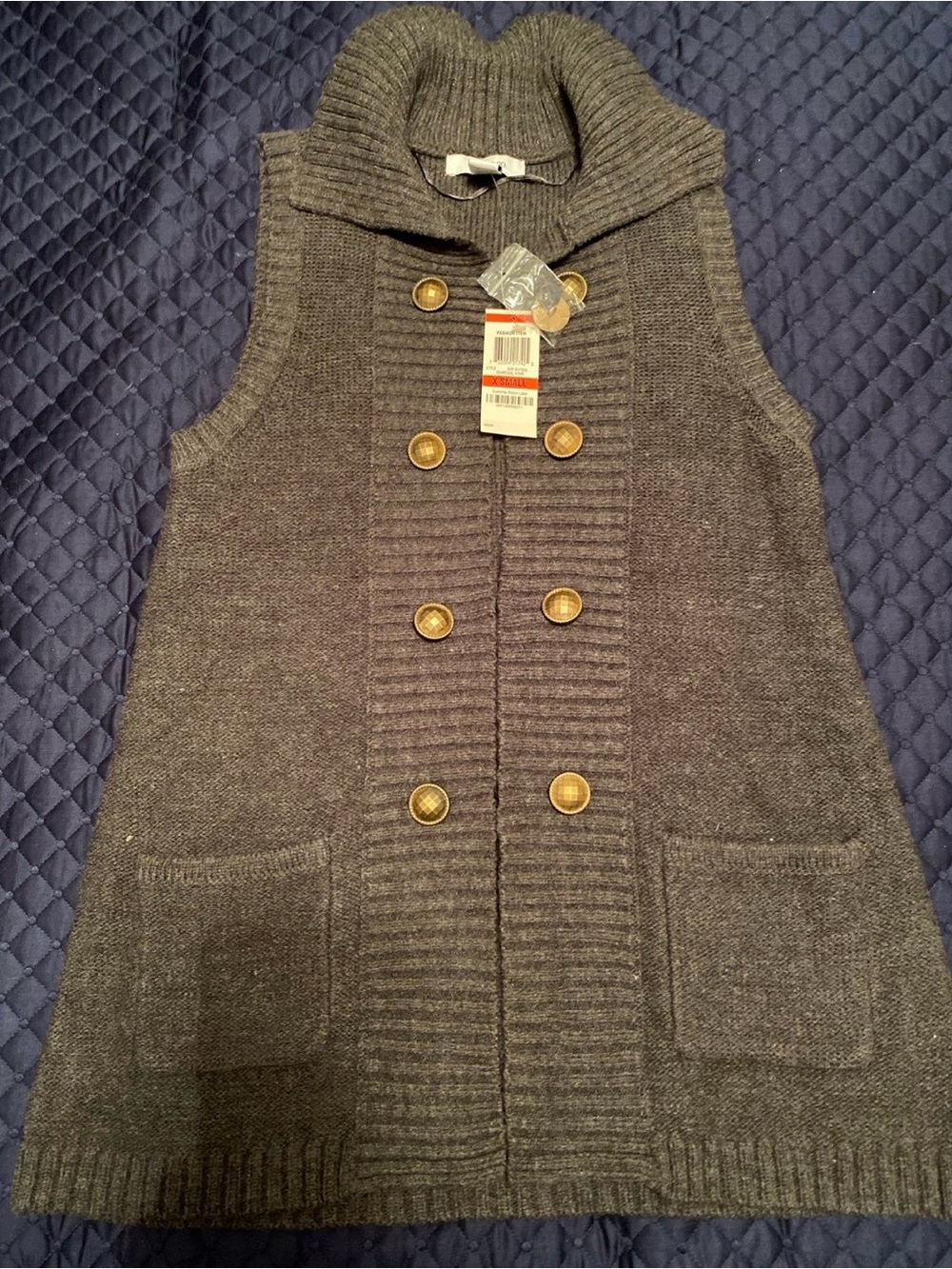 Style & Co. women’s Gray Knit Vest with Collar